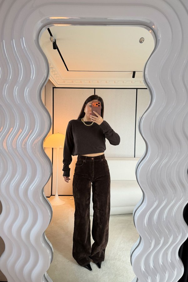 Flok Kaplama Wideleg Pantolon