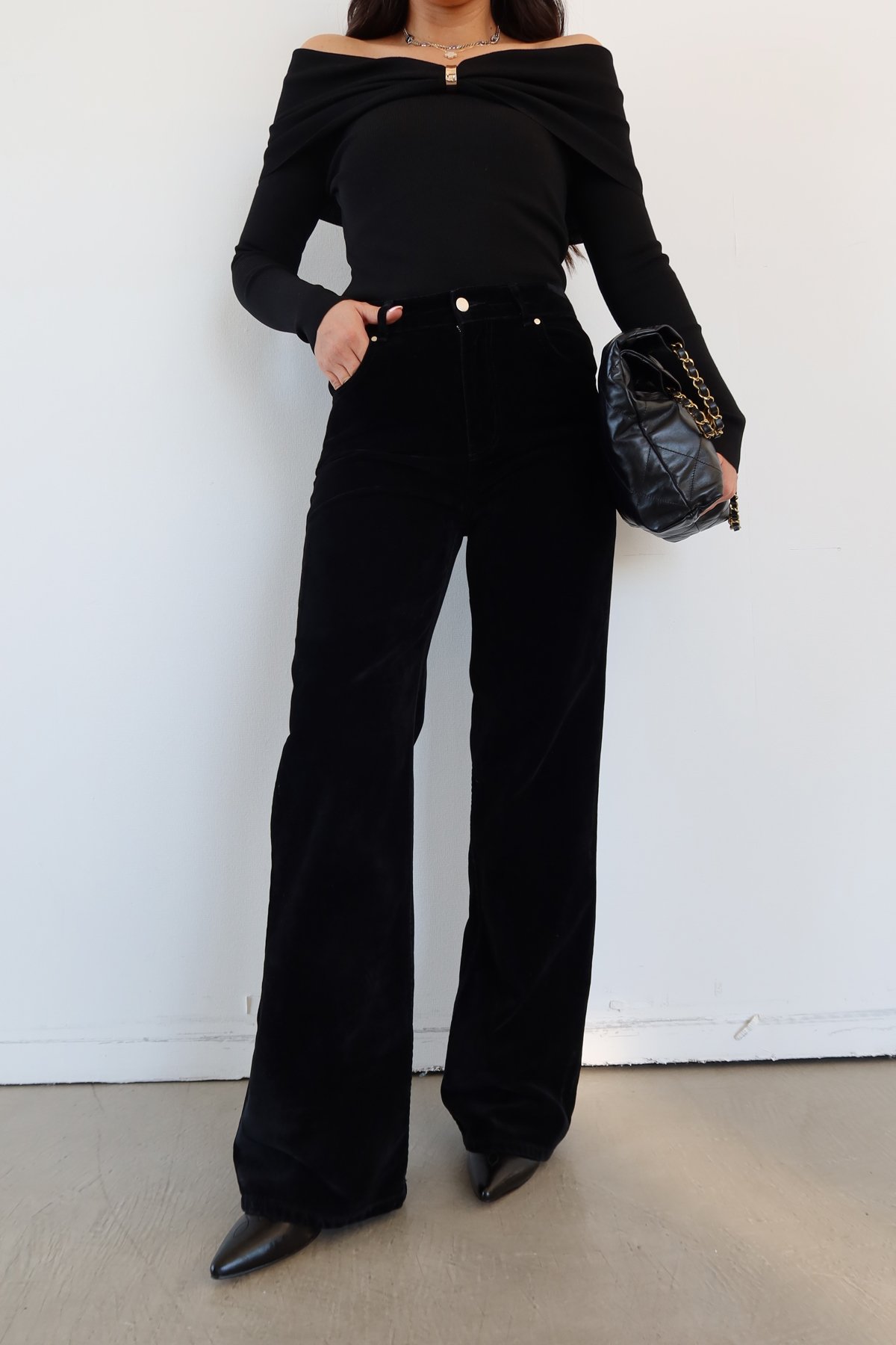 Flok Kaplama Wideleg Pantolon