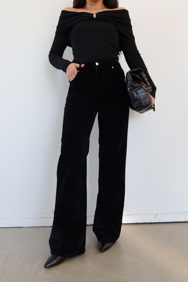 Flok Kaplama Wideleg Pantolon