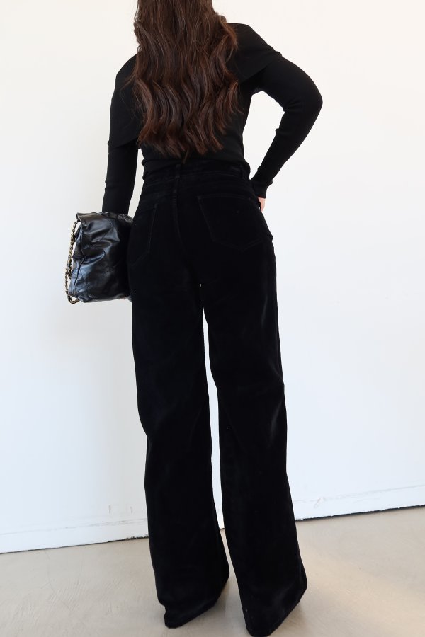 Flok Kaplama Wideleg Pantolon