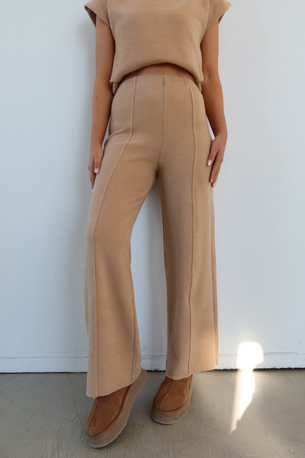 Dik Yaka Kolsuz Fitilli Triko Bluz Pantolon Takım