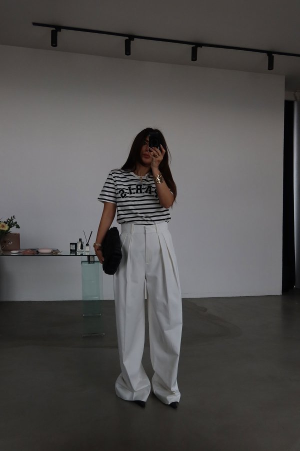 Çift Pileli Geniş Kalıp Pantolon