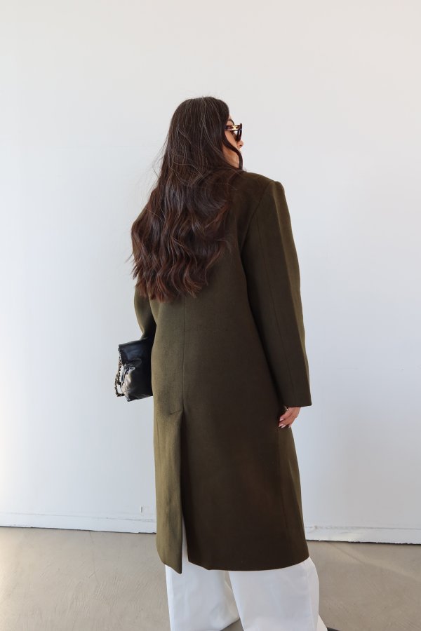 4 Düğmeli Uzun Kaşe Kaban