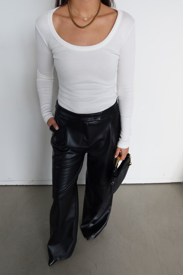 U Yaka Uzun Kollu Fitilli Basic Bluz