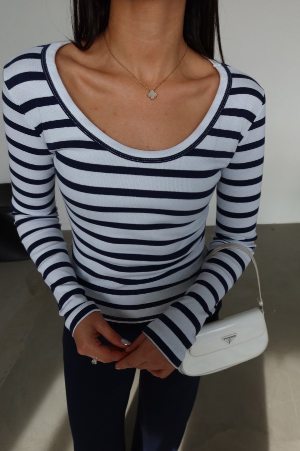 U Yaka Uzun Kollu Fitilli Basic Bluz