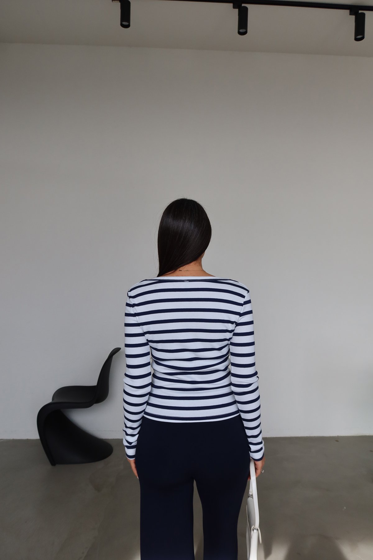 U Yaka Uzun Kollu Fitilli Basic Bluz