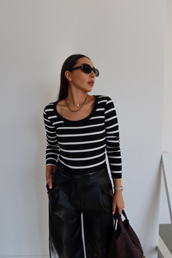 U Yaka Uzun Kollu Fitilli Basic Bluz