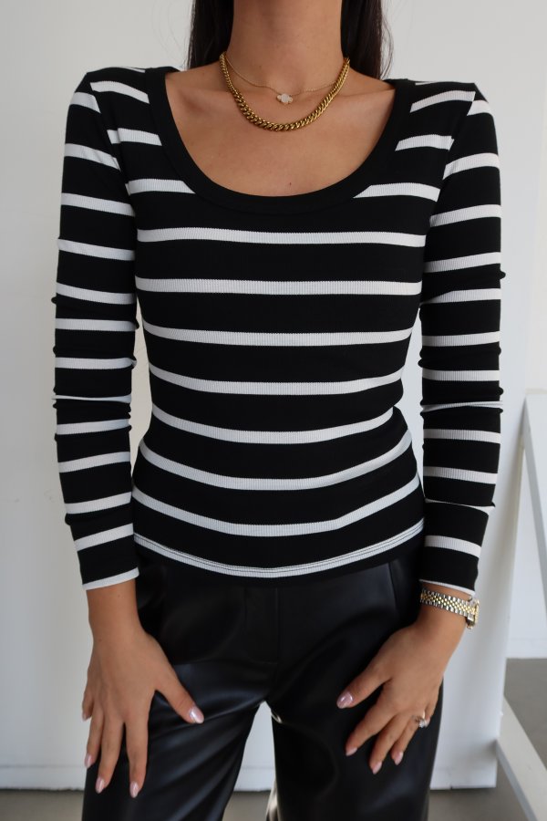 U Yaka Uzun Kollu Fitilli Basic Bluz