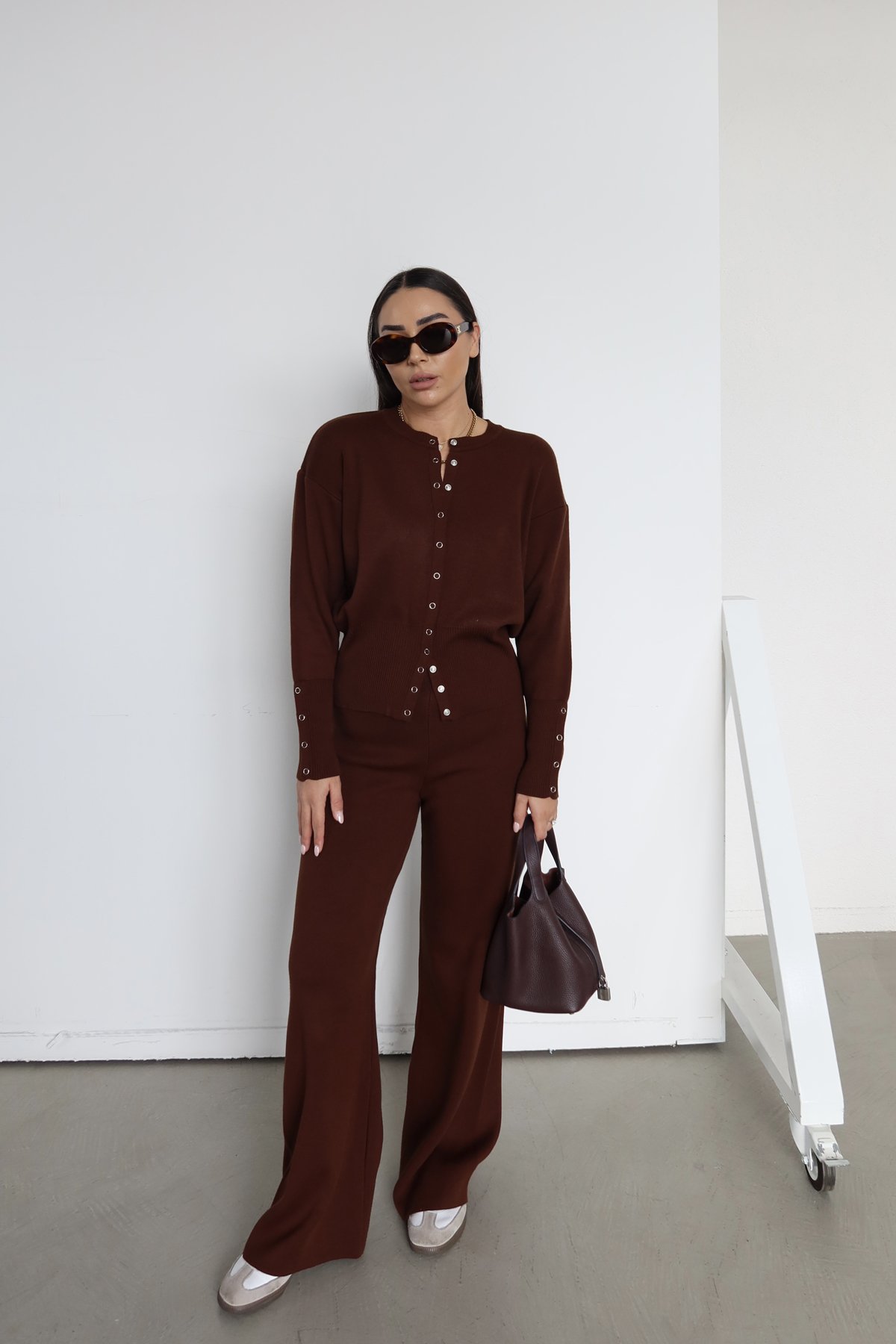 Çıtçıtlı Triko Hırka Pantolon Takım