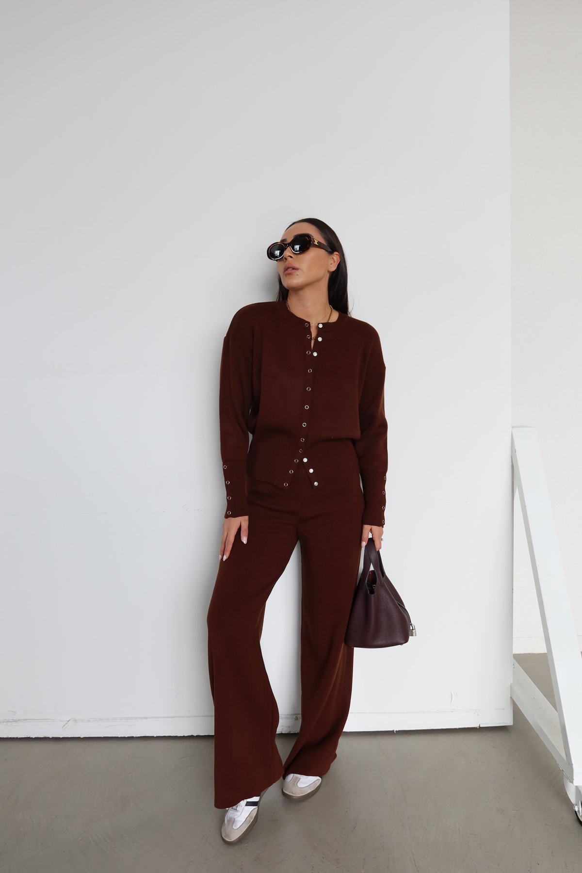 Çıtçıtlı Triko Hırka Pantolon Takım