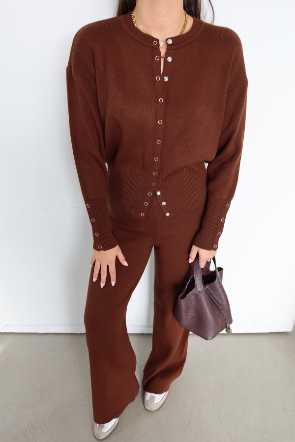 Çıtçıtlı Triko Hırka Pantolon Takım