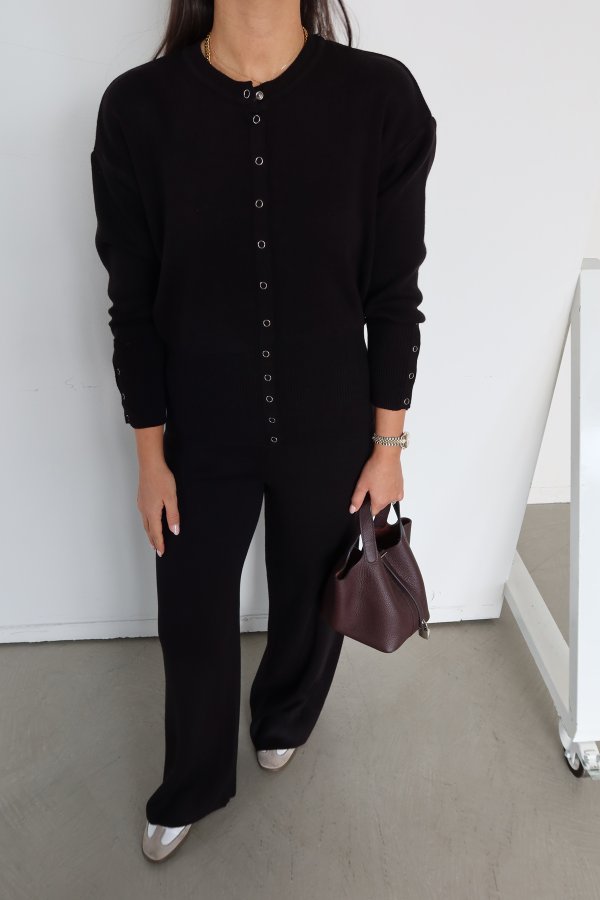 Çıtçıtlı Triko Hırka Pantolon Takım