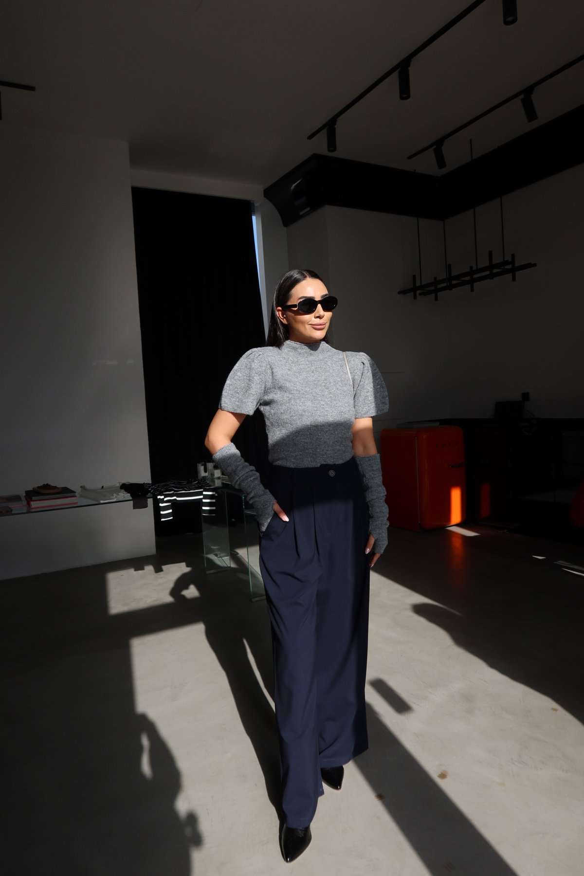 Pileli Yüksek Bel Kumaş Pantolon