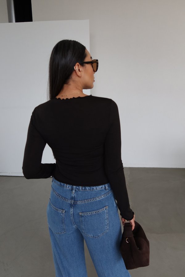 Önü Büzgülü Uzun Kollu Bluz