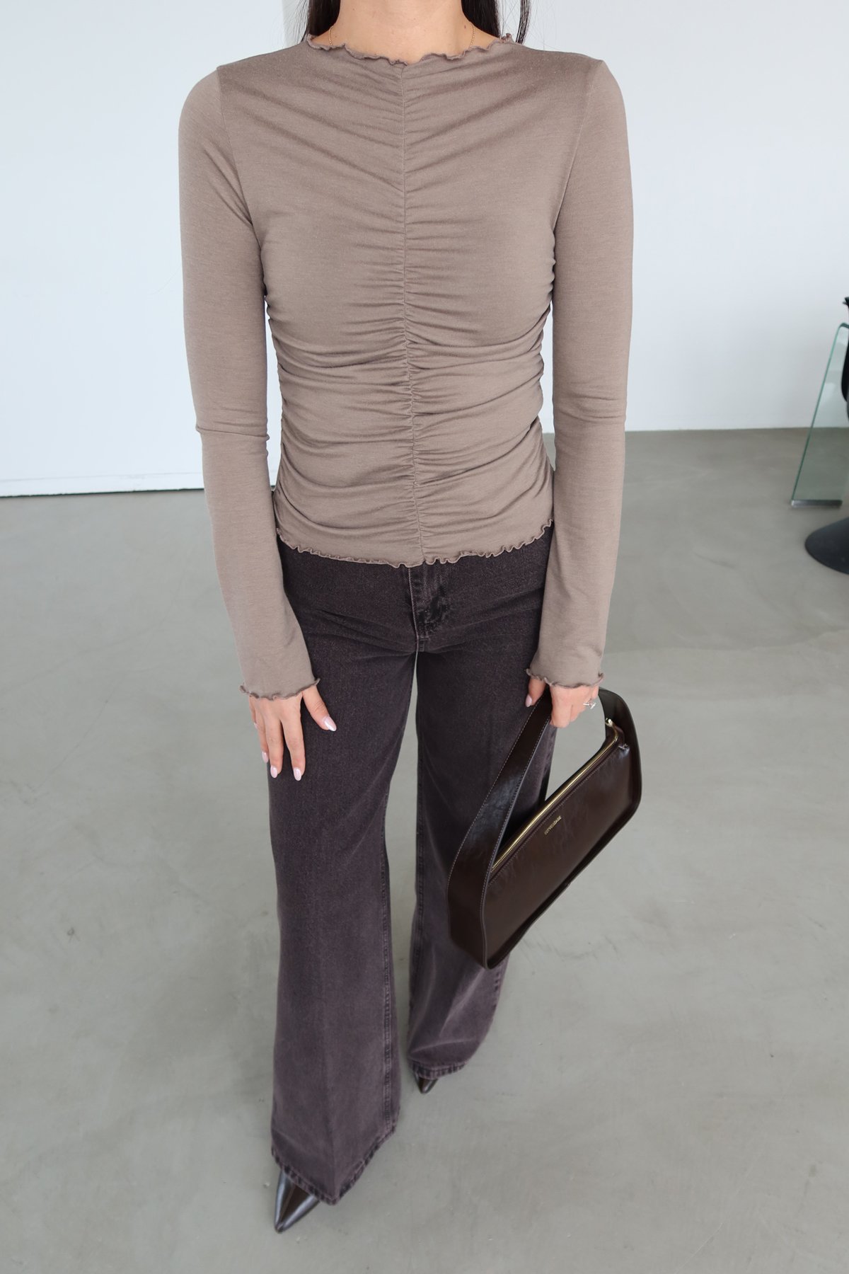 Önü Büzgülü Uzun Kollu Bluz