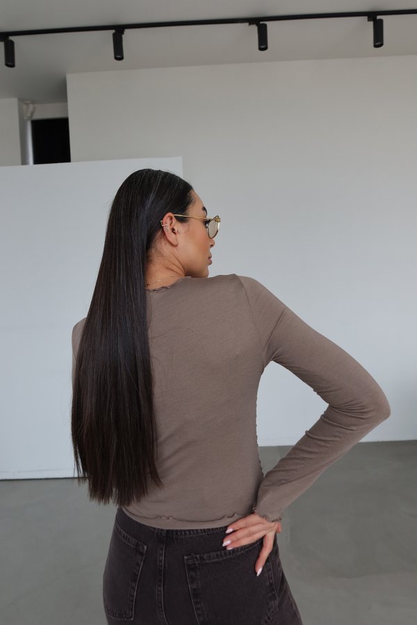 Önü Büzgülü Uzun Kollu Bluz