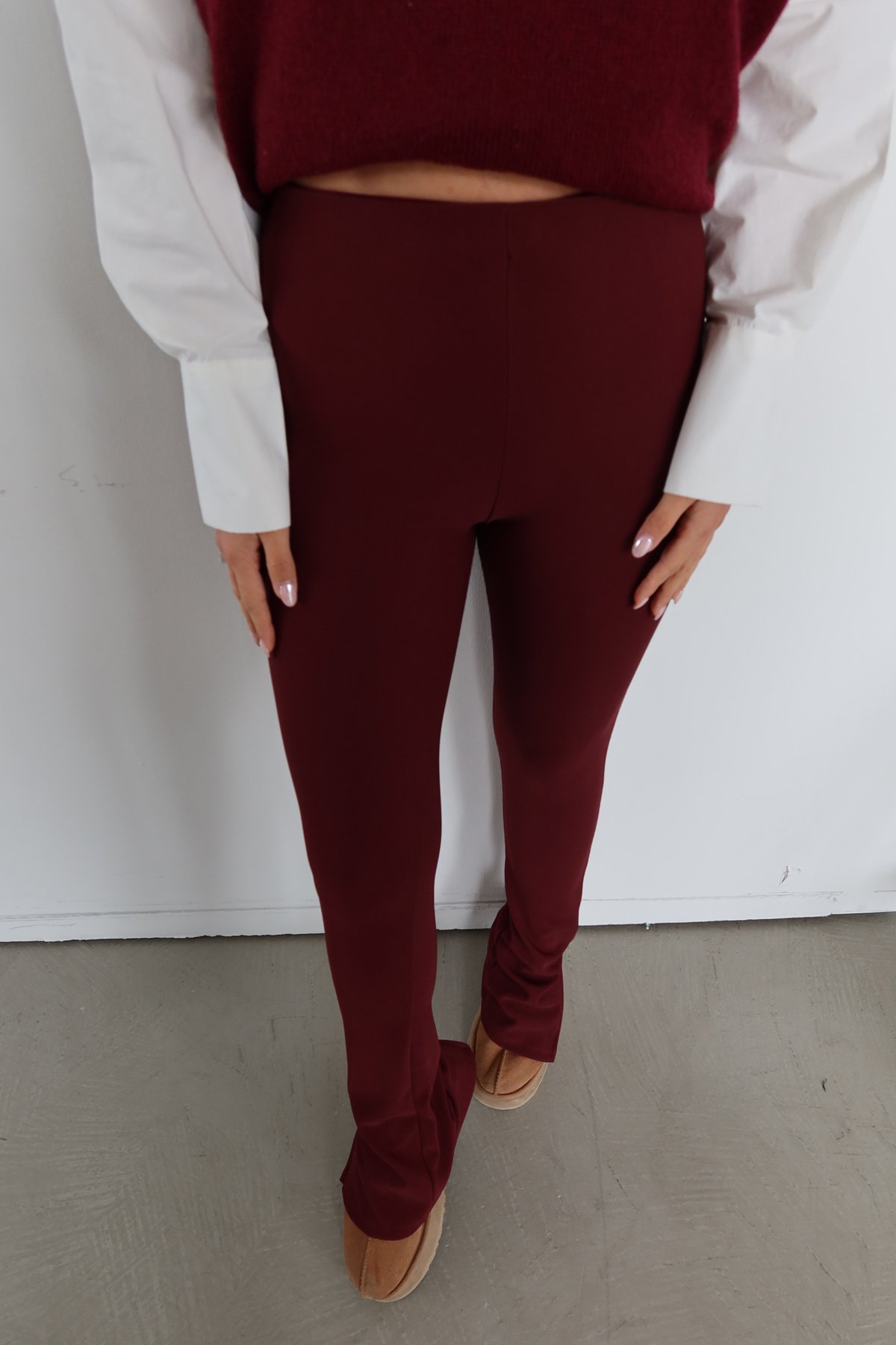 Fitilli Paçası Yırtmaçlı Tayt Pantolon