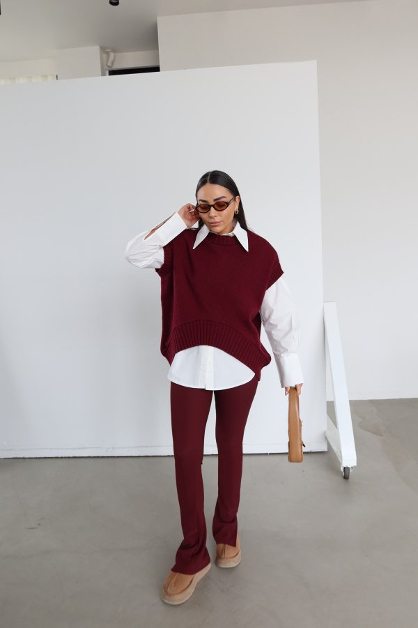 Fitilli Paçası Yırtmaçlı Tayt Pantolon