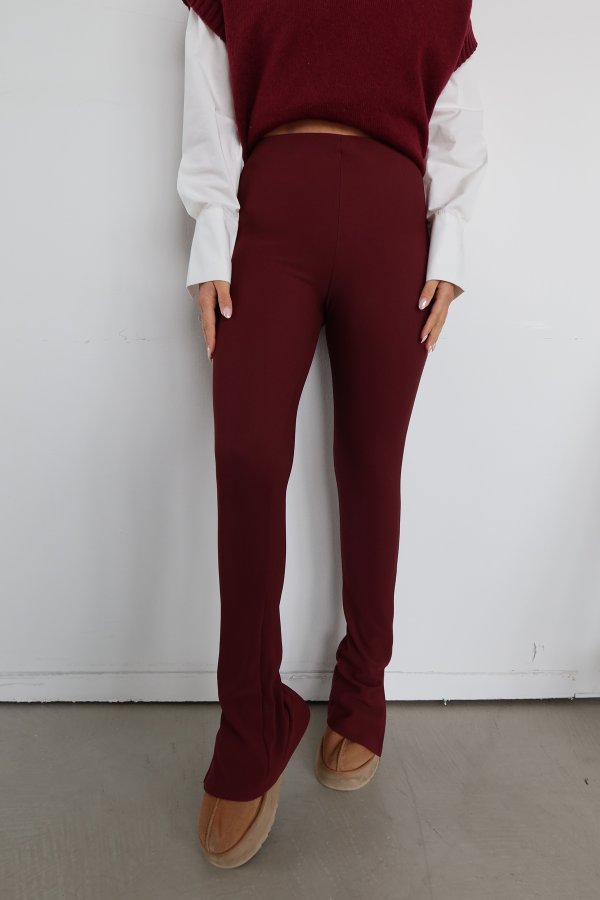 Fitilli Paçası Yırtmaçlı Tayt Pantolon