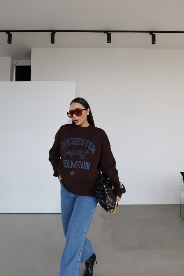 Önü Baskılı Oversize Sweat