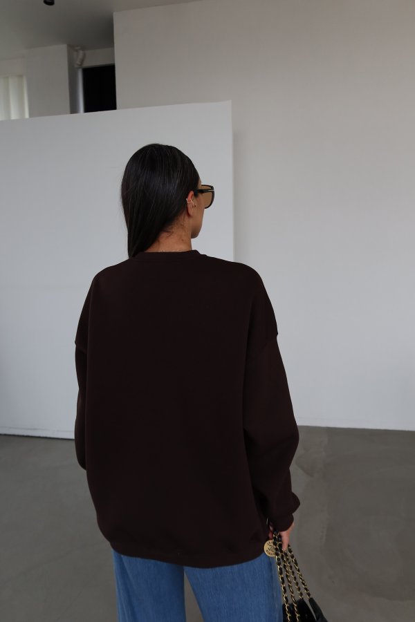 Önü Baskılı Oversize Sweat