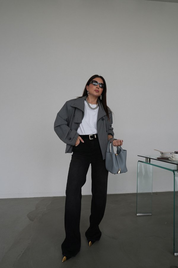 Süet Kemerli Yıkamalı Wideleg Jean