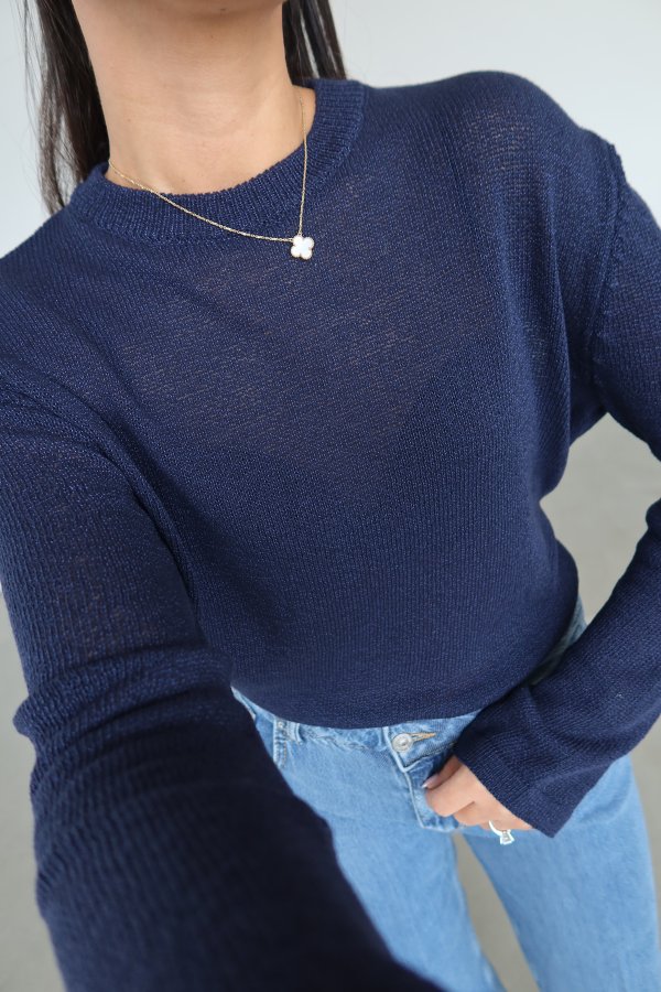 Bisiklet Yaka Oversize Basic Triko