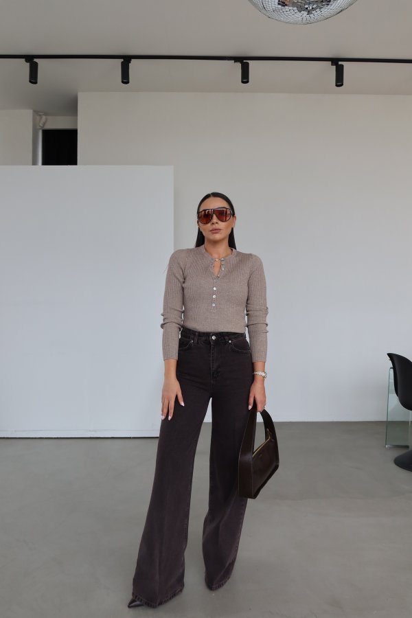 Taşlamalı Wideleg Jean