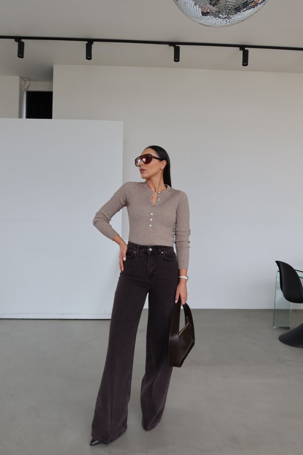 Taşlamalı Wideleg Jean