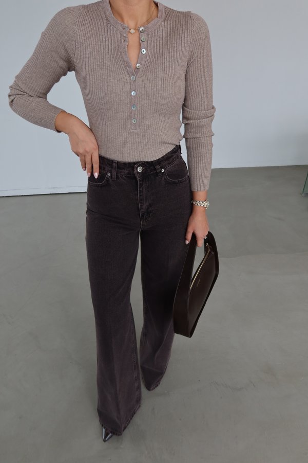 Taşlamalı Wideleg Jean