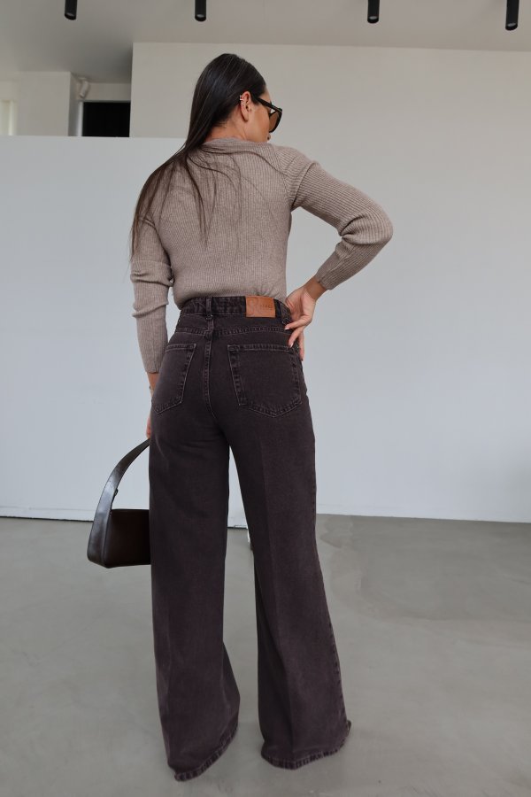 Taşlamalı Wideleg Jean