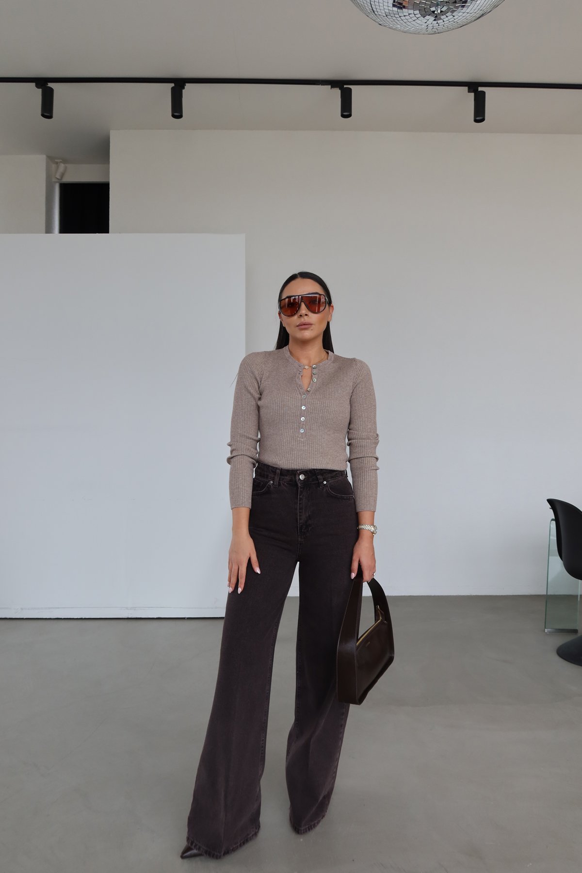 Taşlamalı Wideleg Jean