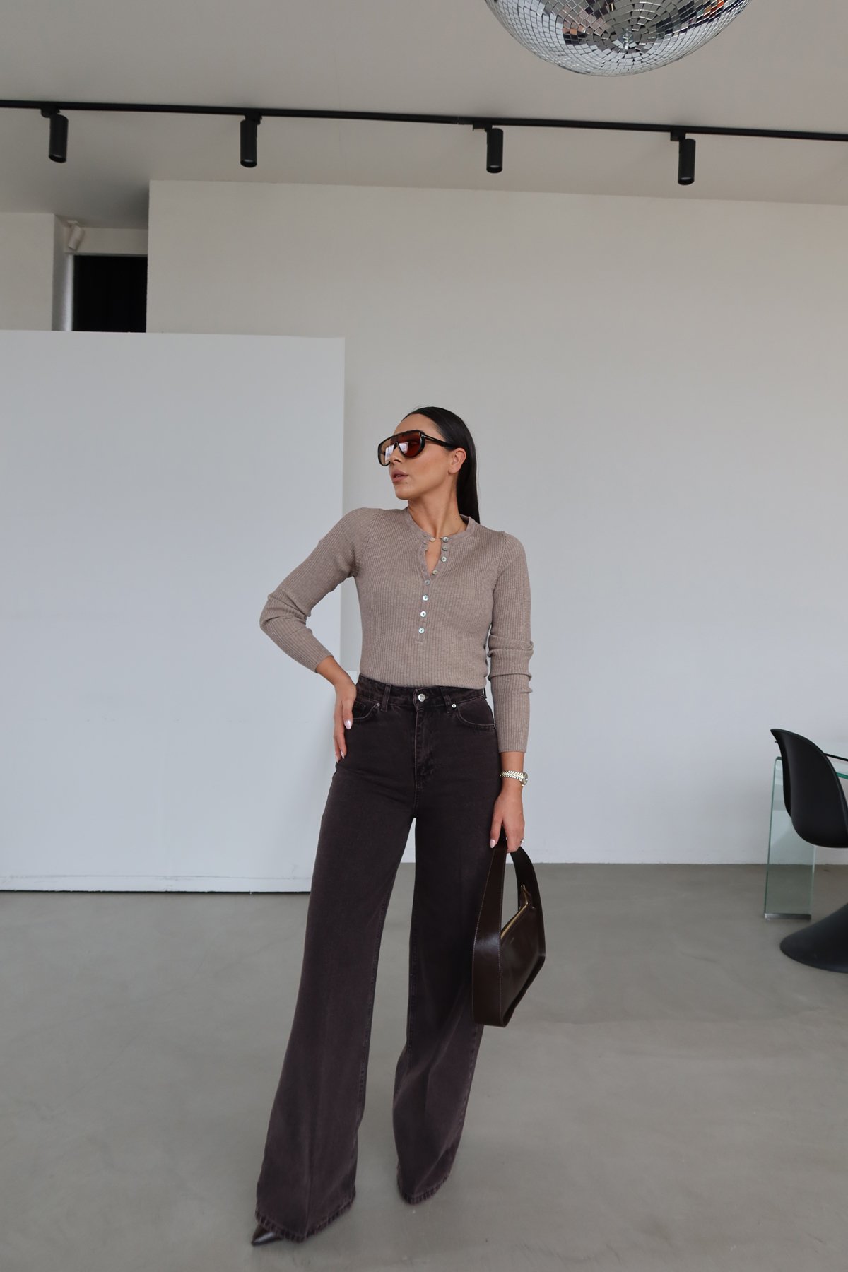 Taşlamalı Wideleg Jean