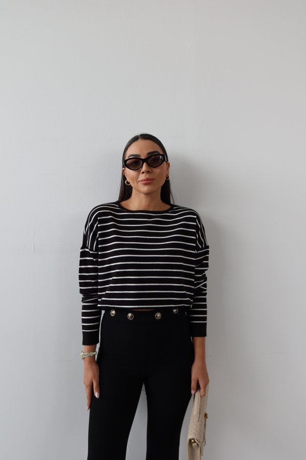 Çizgili Oversize Basic Triko