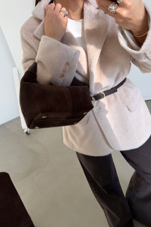 Kemerli Dokulu Blazer Ceket