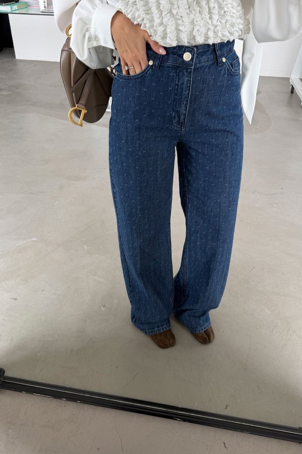 Dikiş Desenli Straight Fit Jean