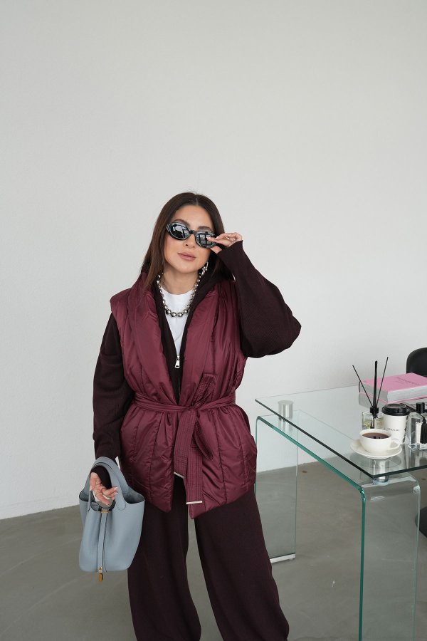 Triko Detaylı Şişme Yelek