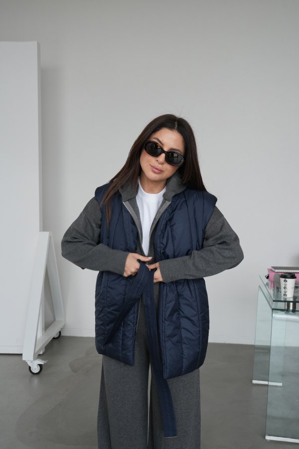 Triko Detaylı Şişme Yelek