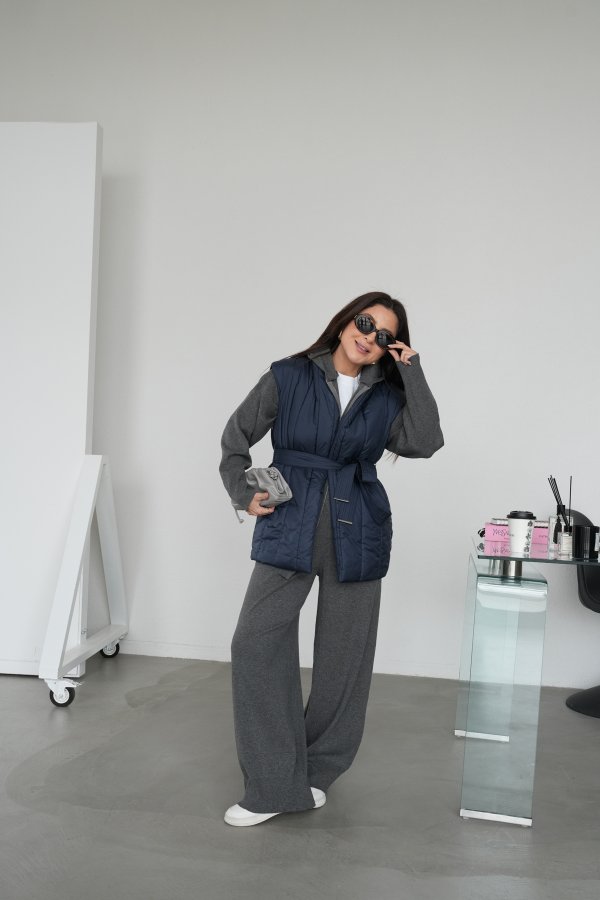 Triko Detaylı Şişme Yelek