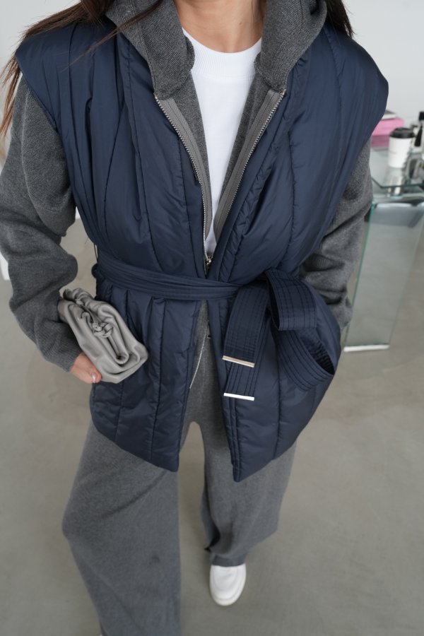 Triko Detaylı Şişme Yelek