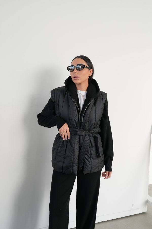 Triko Detaylı Şişme Yelek