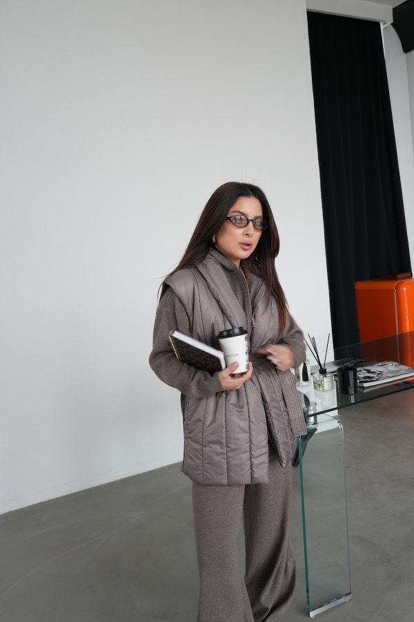 Triko Detaylı Şişme Yelek