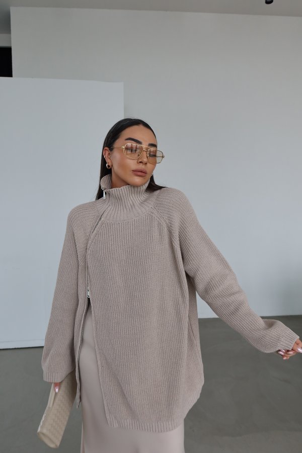 Yanı Fermuarlı Oversize Triko