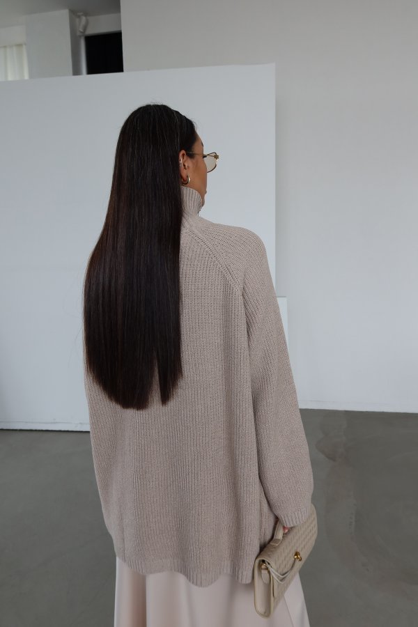 Yanı Fermuarlı Oversize Triko