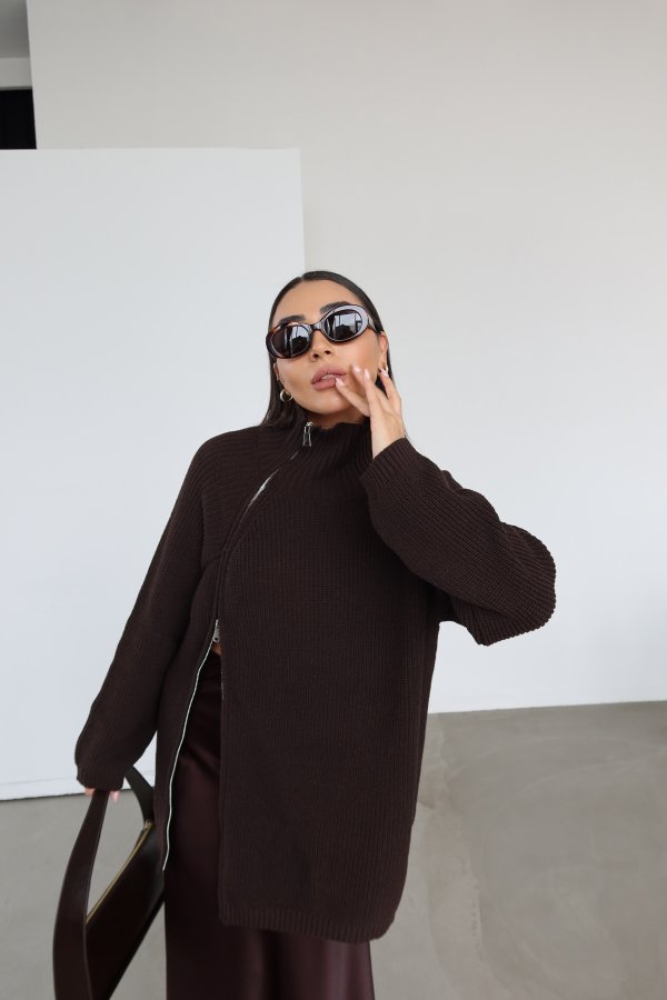 Yanı Fermuarlı Oversize Triko