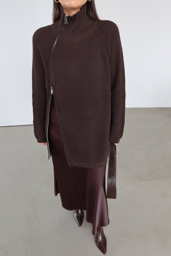 Yanı Fermuarlı Oversize Triko