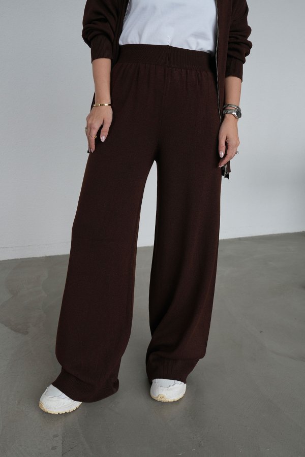 Kapüşonlu Oversize Triko Hırka Pantolon Takım