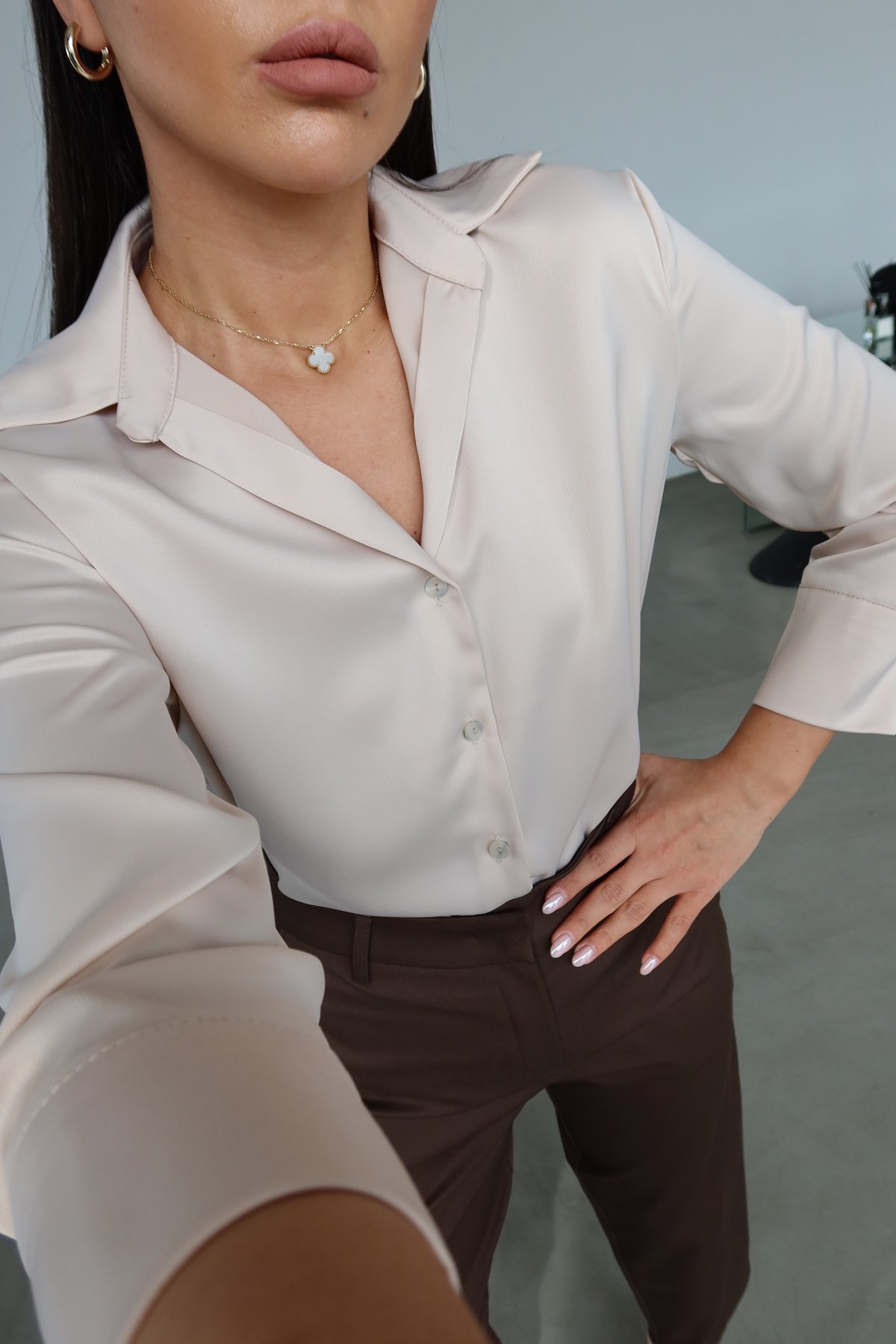 Tok Doku Saten Gömlek