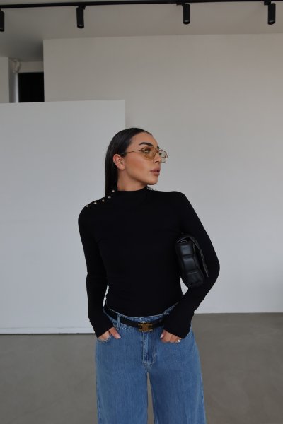 Yarım Balıkçı Omuz Kısmı Gold Düğmeli Bl