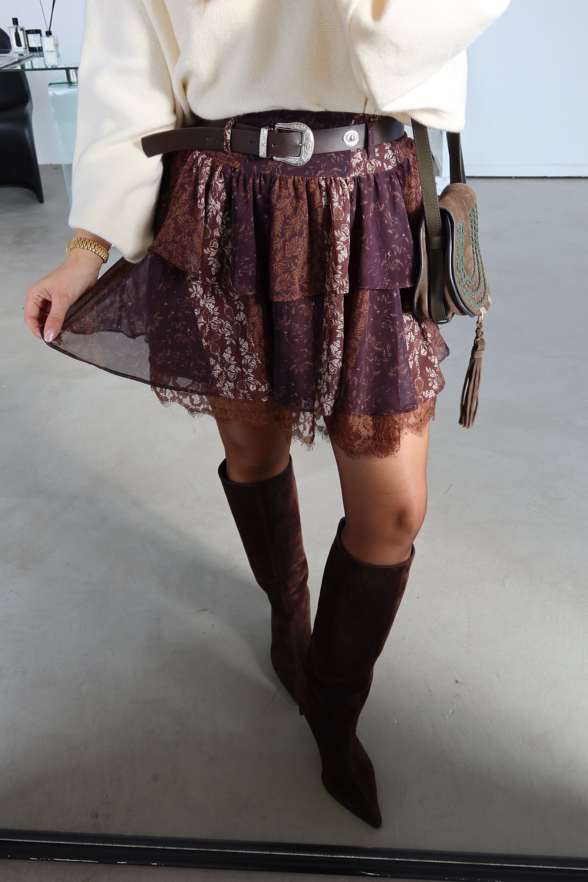 Kat Kat Altı Dantelli Premium Mini Etek